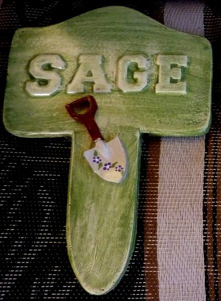 Hand Painted - Stake Garden Large Sage With Embellishment - Click Image to Close
